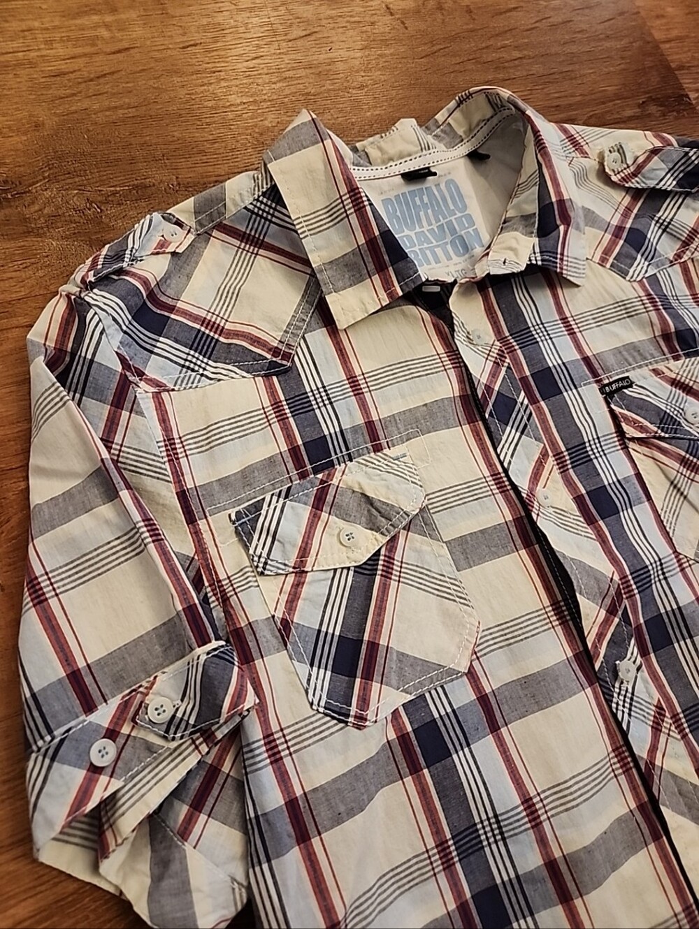 Buffalo David Bitton Mens XL Short Sleeve Button Up Plaid ♤WESTERN-INSPIRED♤
